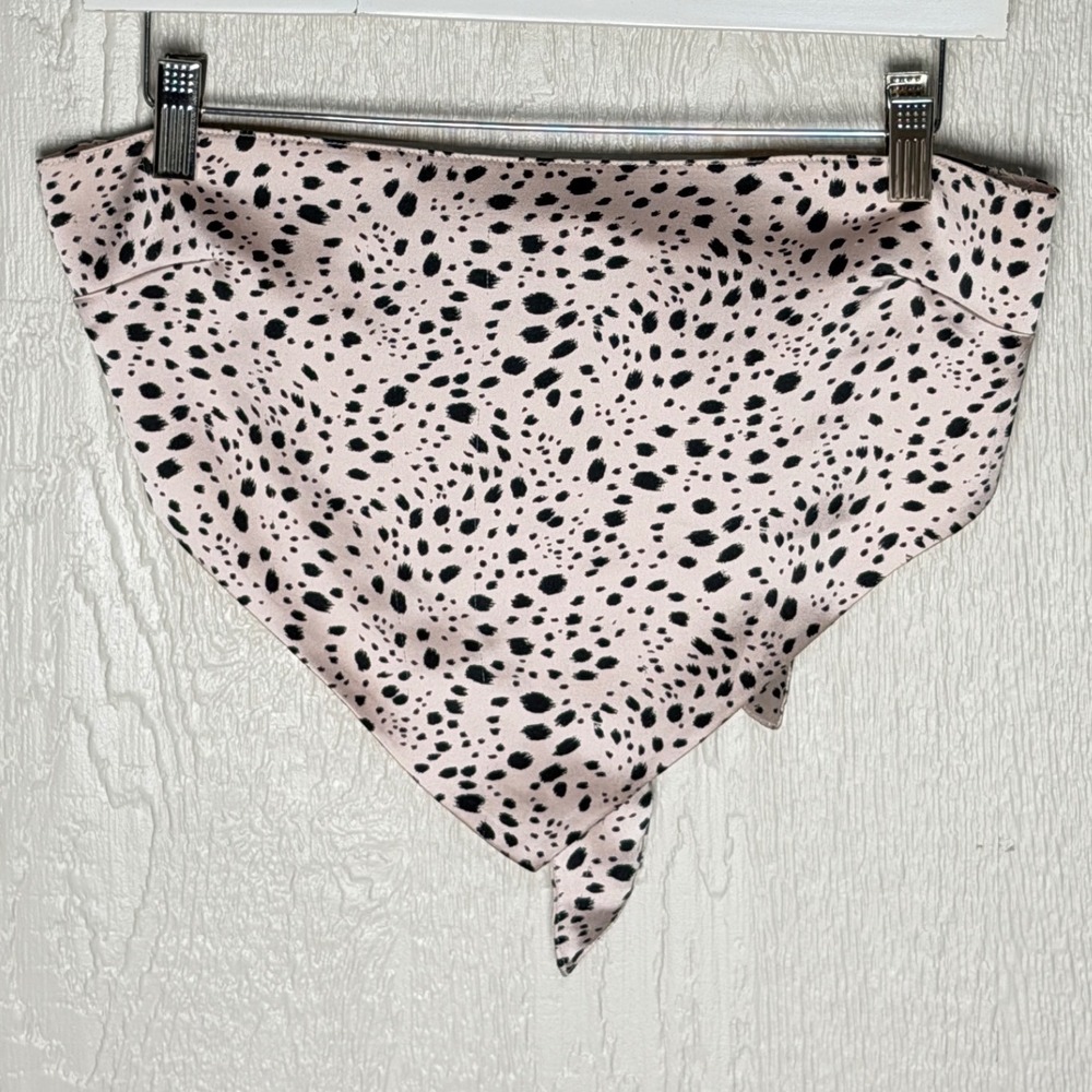 Forever 21 Womens Small Pink Black Dalmatian Print Handkerchief Tie Back Top